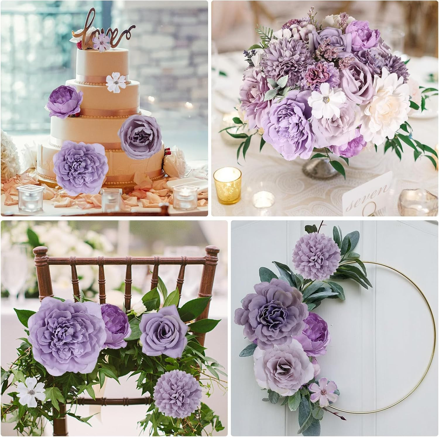 Artificial Flowers Combo Purple Rose Hydrangea Fake Vintage
