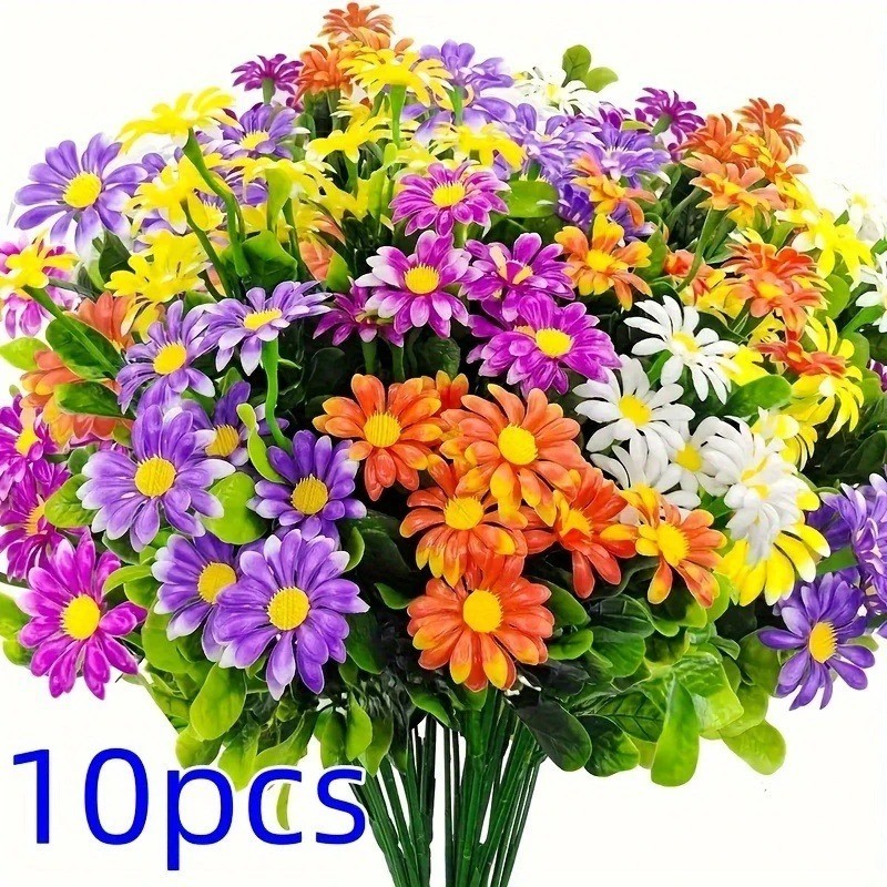 33cm Artificial Daisy Flowers UV Resistant Plastic Faux Plants Home Outdoor Deco
