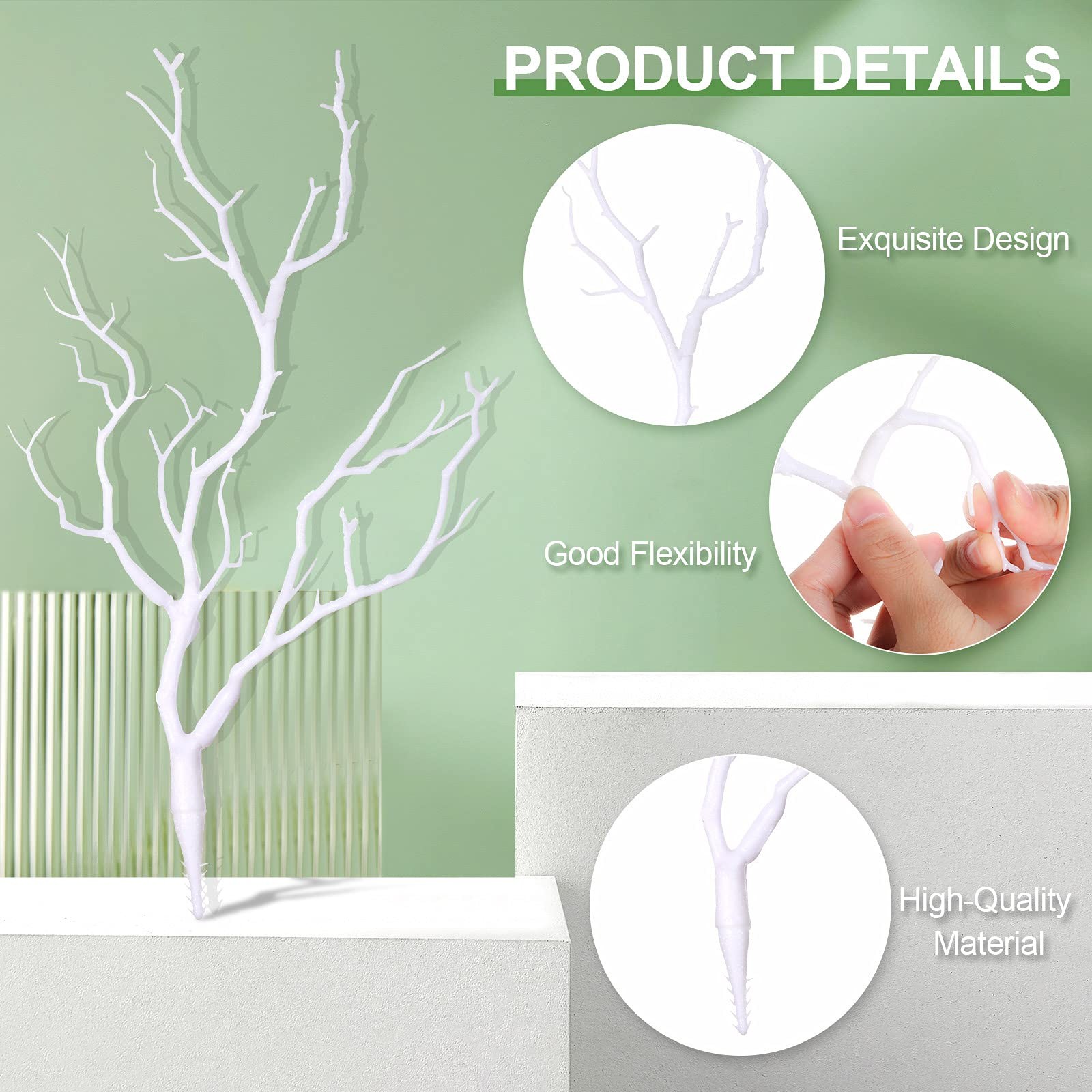 10 Pieces 13.8 Inch White Small Manzanita Branches for Table Centerpiece Decor