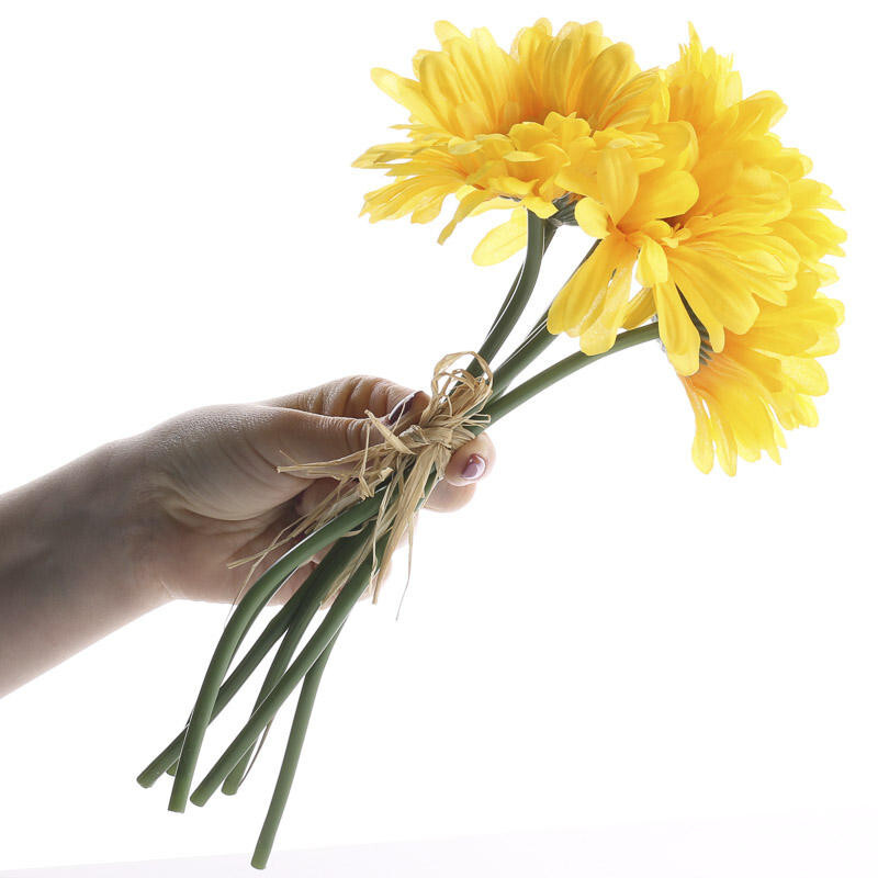 Set of 2 Sunshine Yellow Artificial Gerbera Daisy 11-1/4″ Floral Bundles