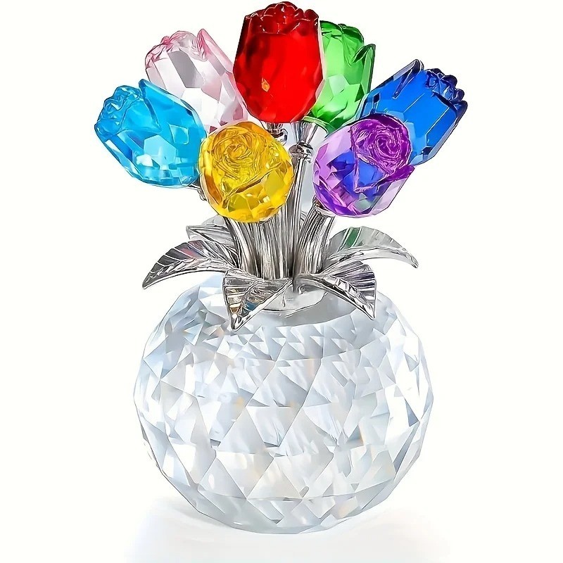 Crystal Rose Bouquet Eternal Flower Gift for Mom Wife Anniversary Decor