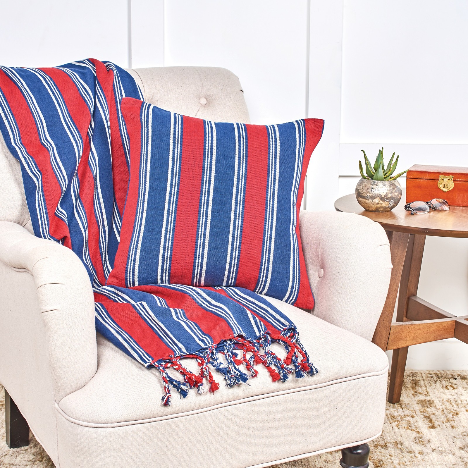 50″ x 60″ Gideon Stripe Americana 4th of July Patriotic Woven 50″ x 60″ Throw