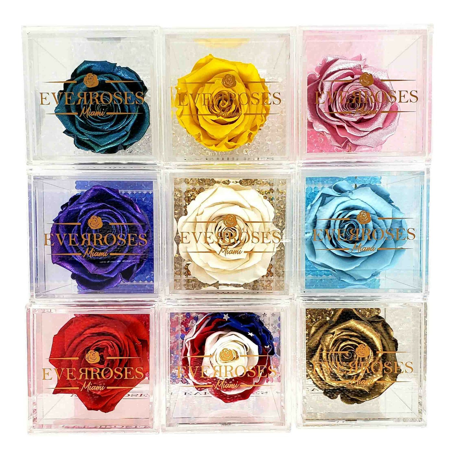 ROYAL BLUE Rose in a single Acrylic box real long-lasting preserved rose