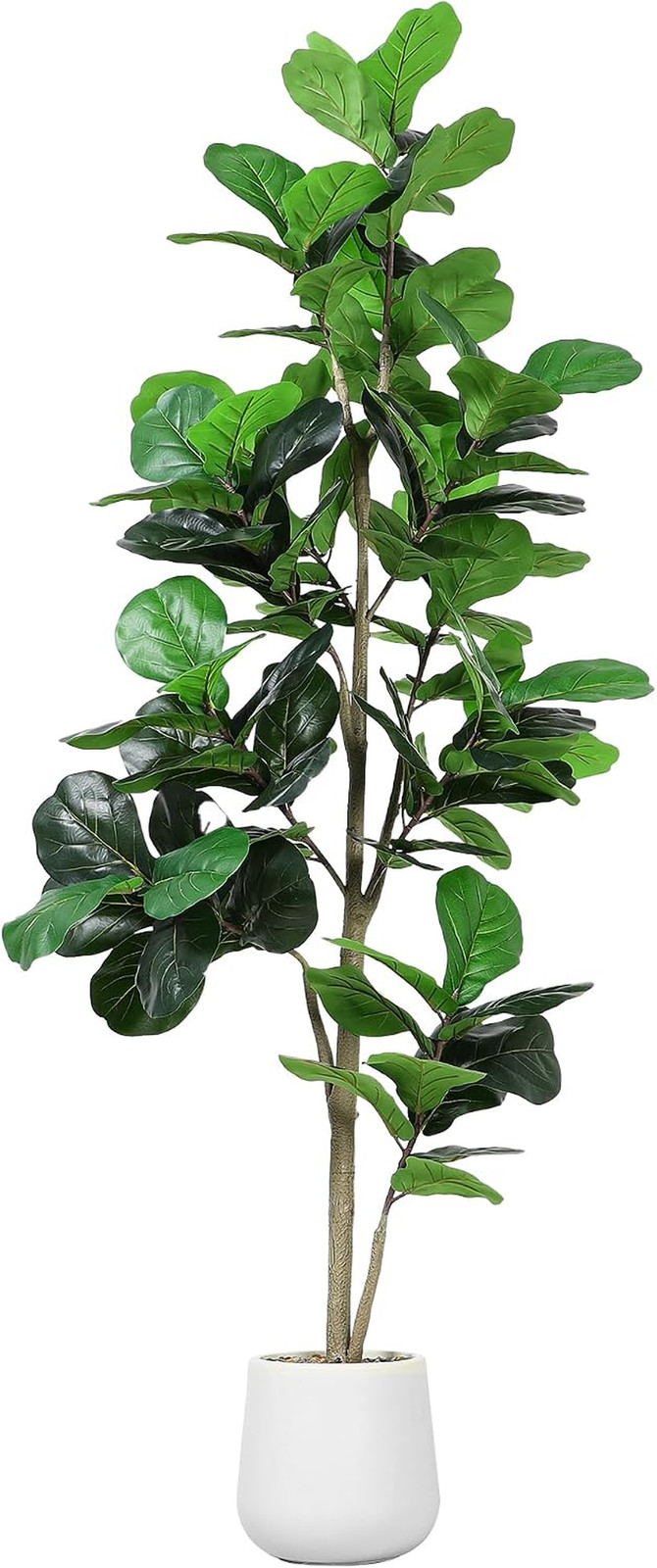 7Ft Artificial Fiddle Leaf Fig Tree Faux Plant Fake Ficus Lyrata White Planter