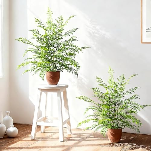 2 Pack Artificial Fern Plants in Pots Artificial Boston Ferns Potted Type 5