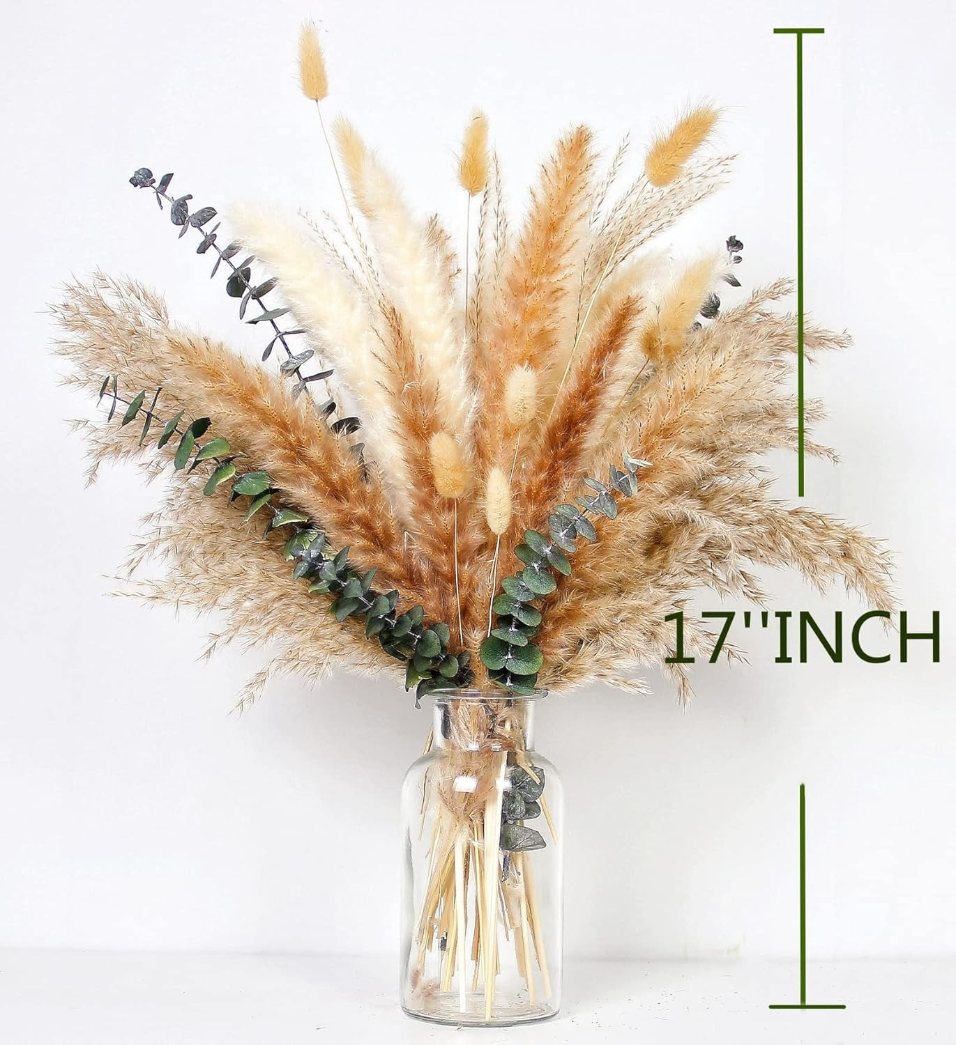 110 PCS of Boho Pampas Grass Decor, Naturally Dried Pompas, Bunny Tails Dried Fl