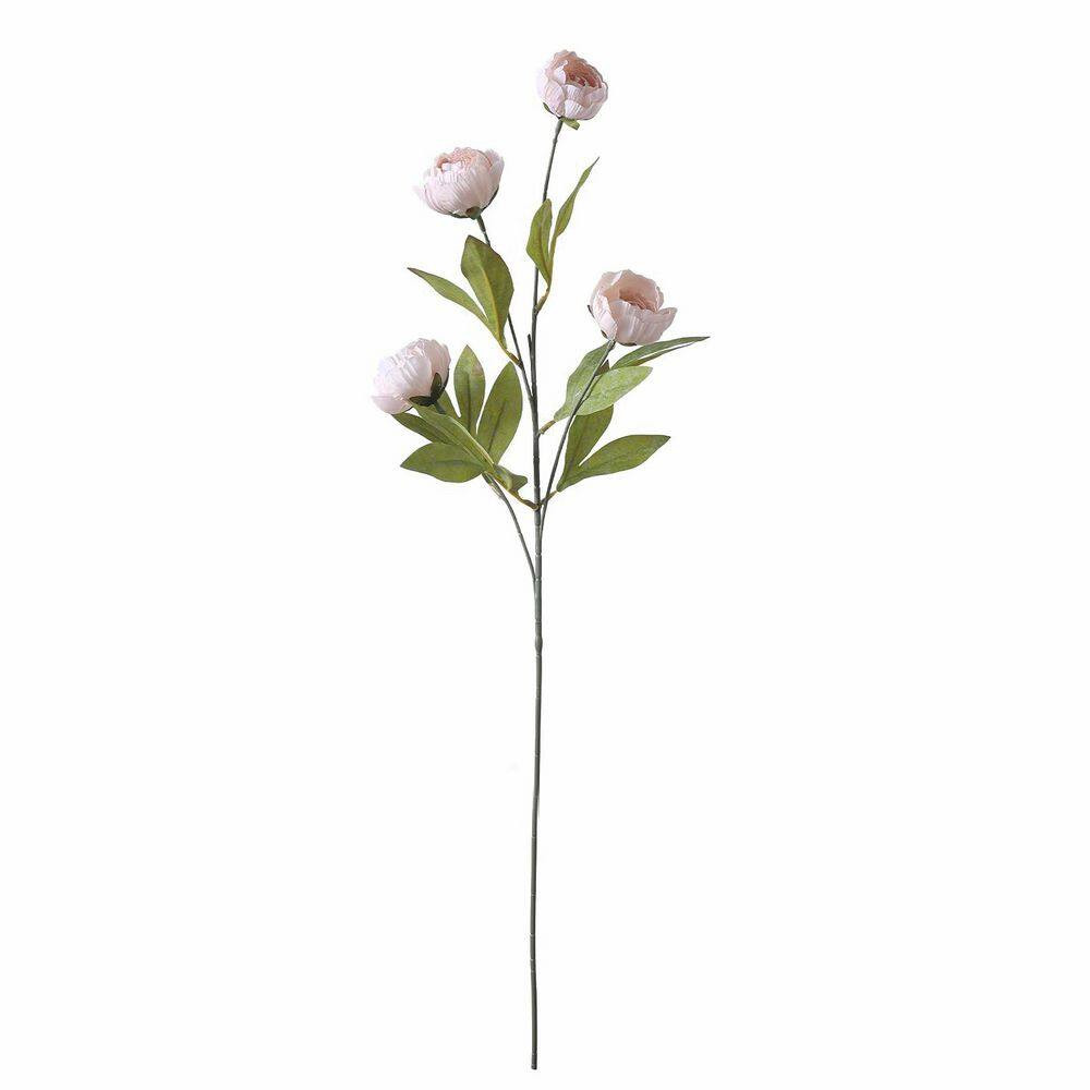 8 in 12-Pieces Cream Artificial Peony Branch Stem 27 In. Silk Flowers for Vase W