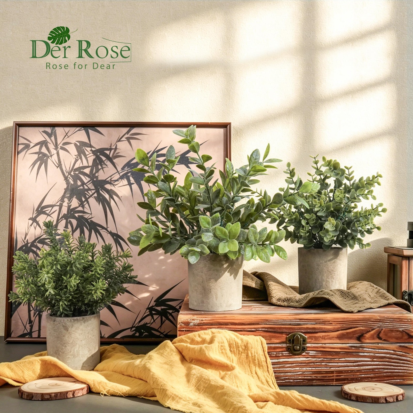 3 Pack Mini Eucalyptus Fake Plants – Artificial Potted Topiaries for Home Decor,
