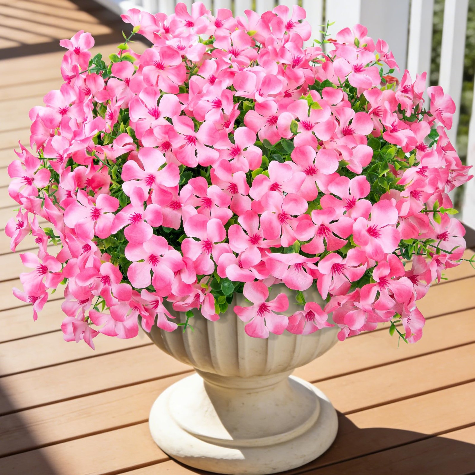 12 Pcs Artificial Geranium Flowers for Outdoors, Silk Fake Flowers with Eucal…