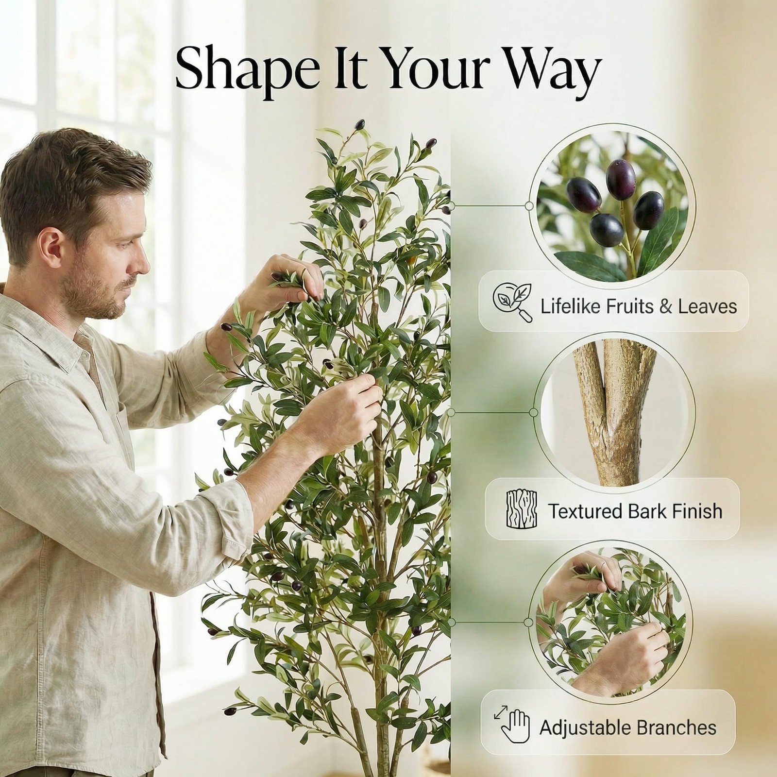 Artificial Olive Tree, 7FT Faux Olive Trees with Lifelike Olive Branches and …
