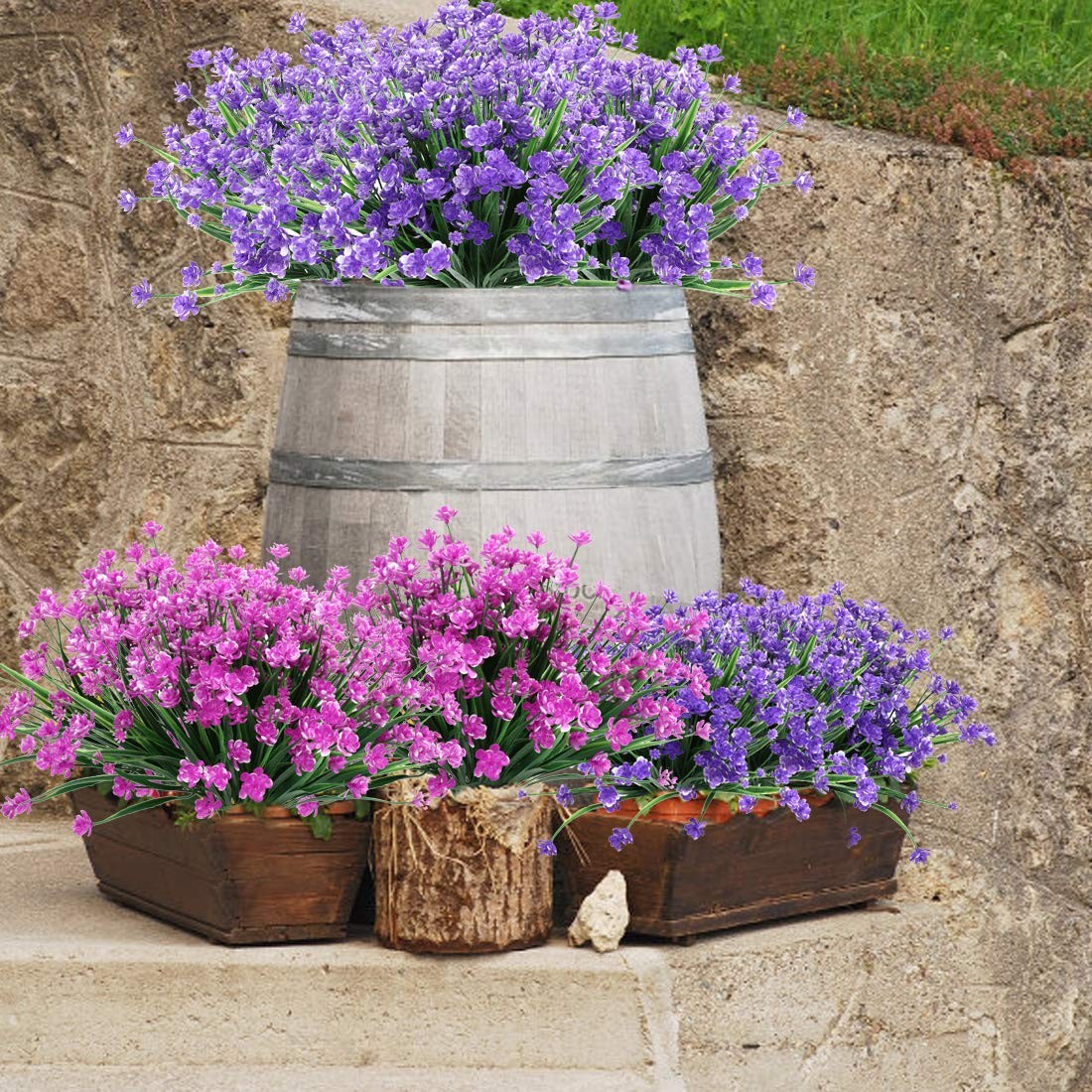 10PCS Artificial Flowers,Fake Greenery Faux Plastic Bushes Fake Shrubs UV Res…