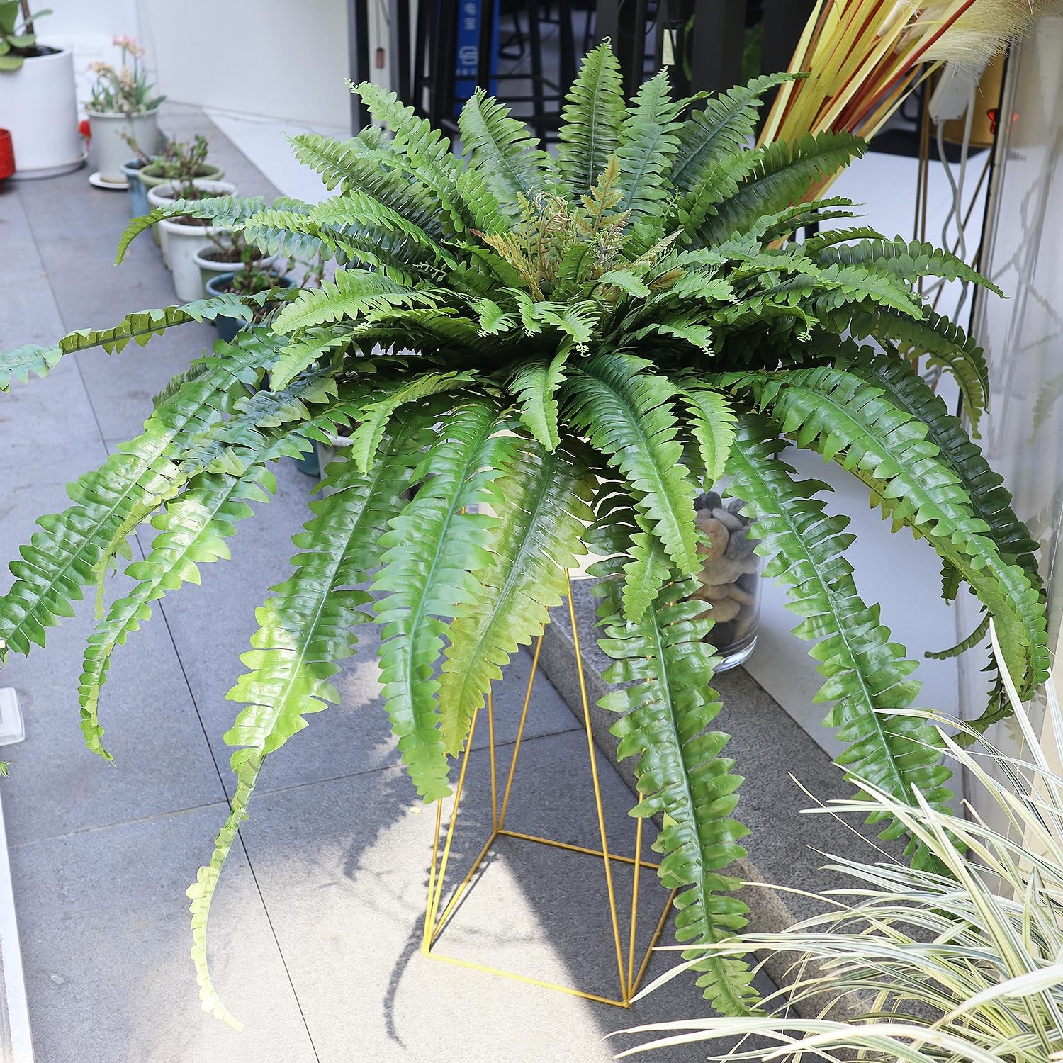Large Artificial Boston Fern 68″ Fake Ferns Silk Artificial Plants for Outdoo…