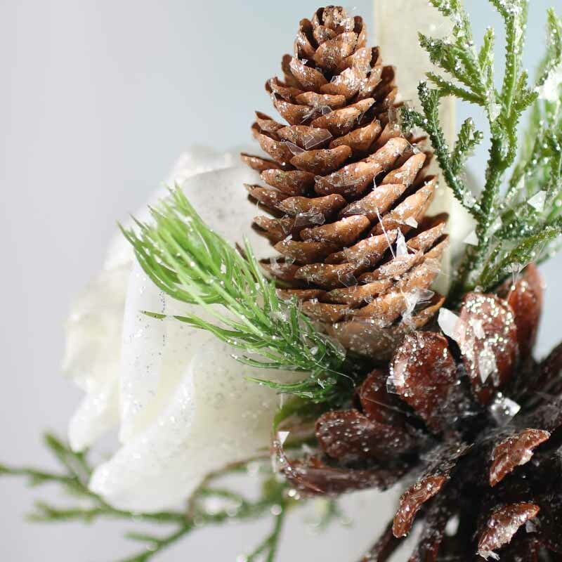 Sparkling Wintry Rose and Pinecone Ornaments