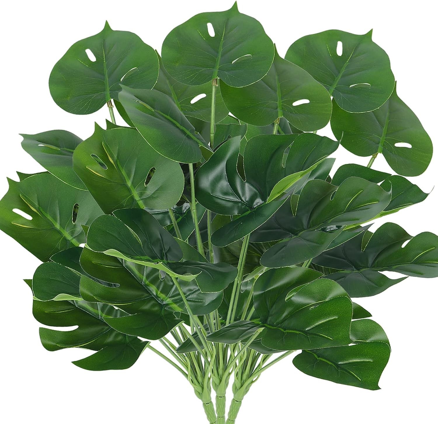 6 Bundles Fake Plants Artificial Tropical Palm Leaves Tree Faux Monstera Shru…