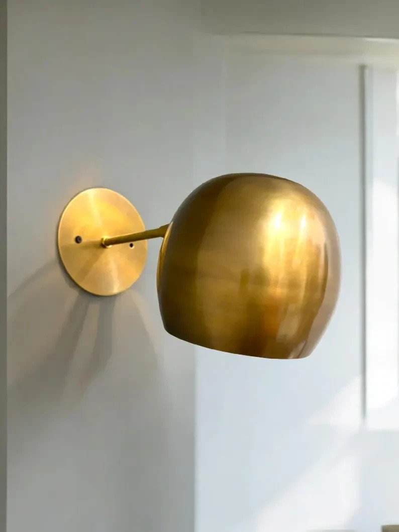 Mid-Century Italian Brass Wall Sconces: Handmade Bedroom Lighting