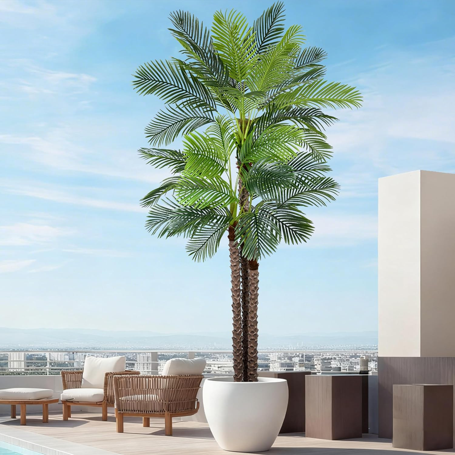 10Ft Artificial Triple Phoenix Palm Tree – Realistic Faux Plant for Home Decor