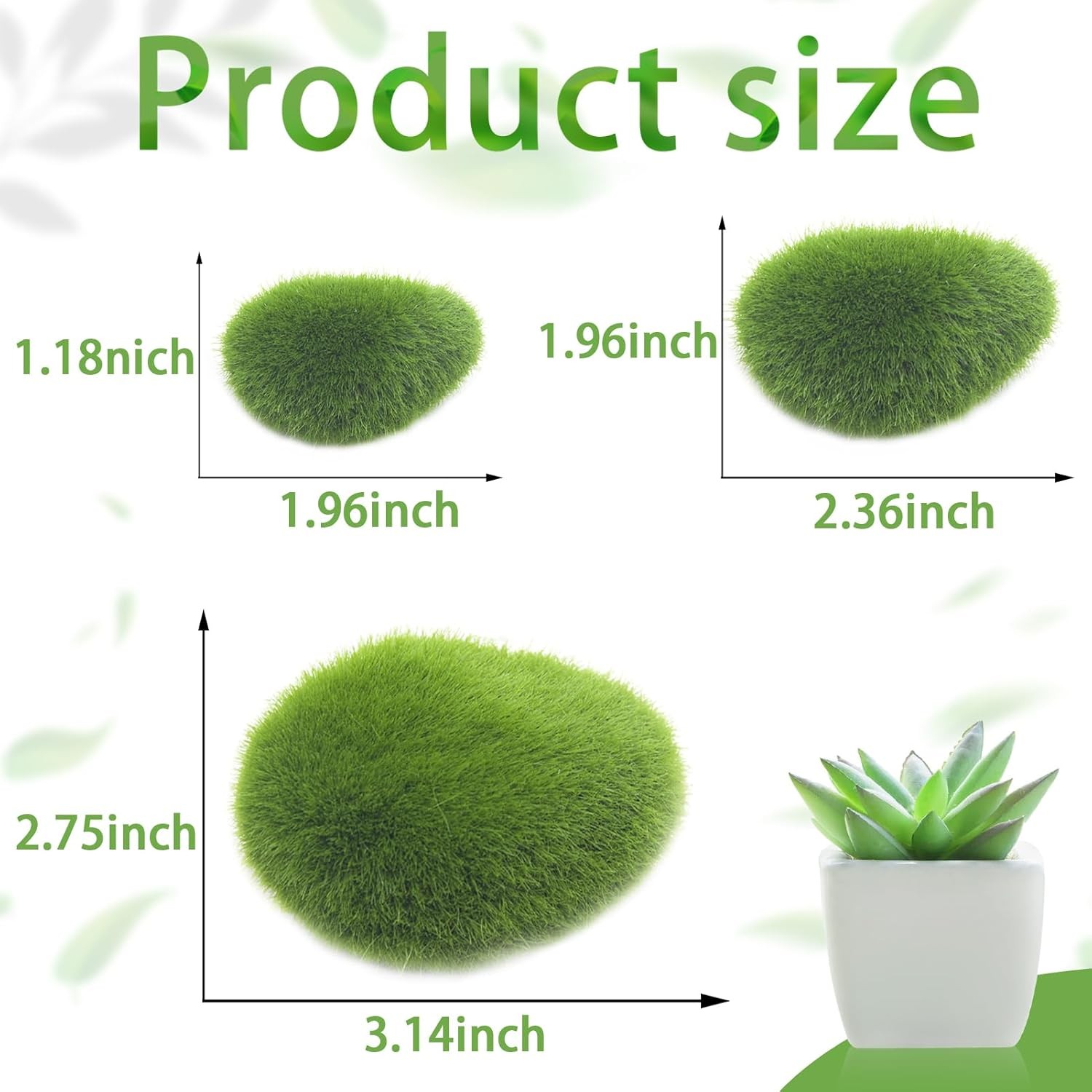 Green Moss Decor 30 Pcs, Artificial Moss Rocks Decorative, 3 Sizes Moss Balls