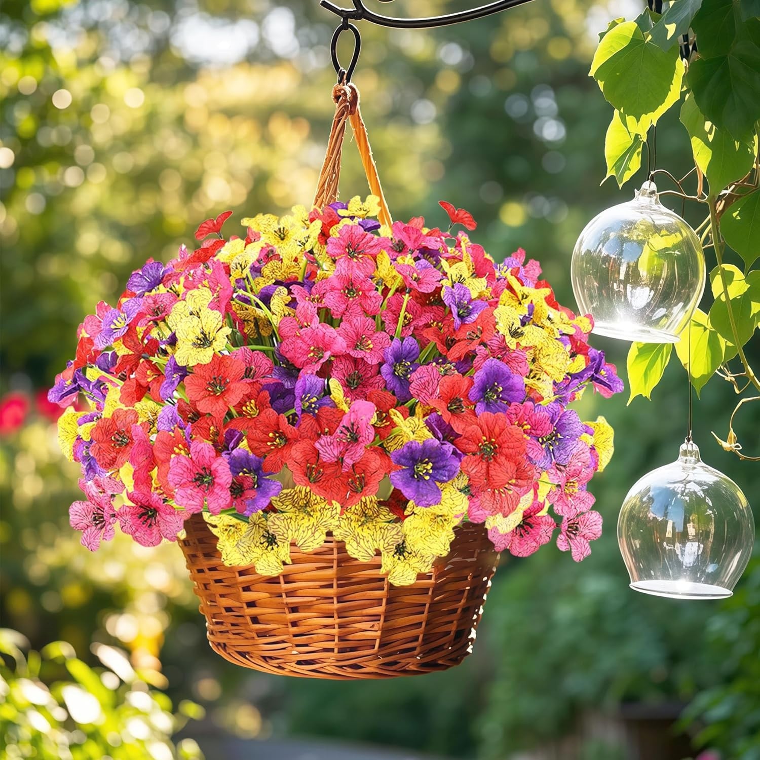 Artificial Flowers for Outdoors 16 Bundles Realistic Faux Plants UV Resistant