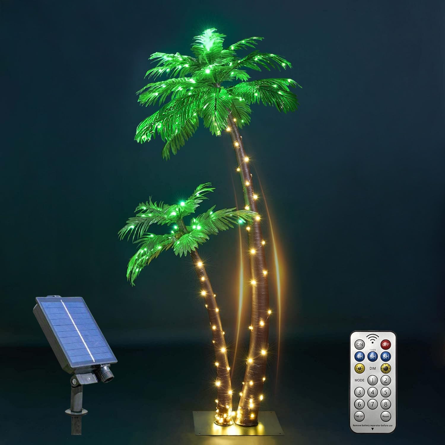 Gorgeous Artificial Lighted Solar Palm Tree 4FT&6FT Office Decor 184LED Outside