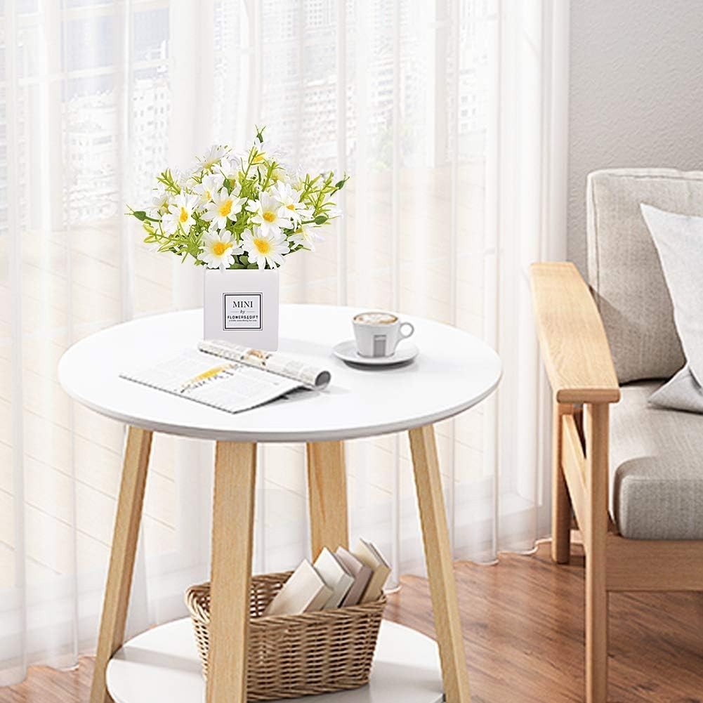 Small Faux White Daisy Flower Arrangement in Ceramic Vase for Stylish Interiors
