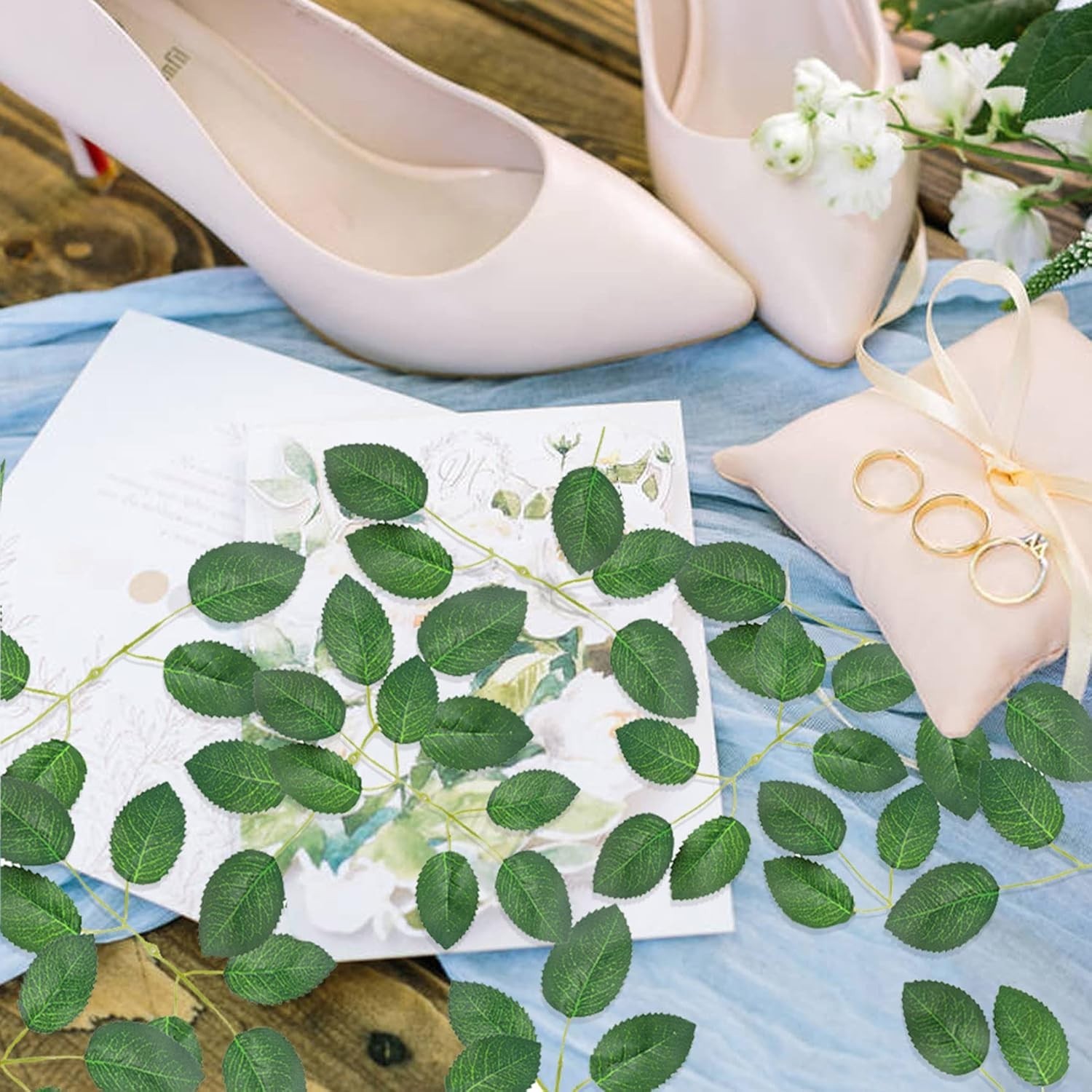 Bulk Green Silk Rose Leaves – 60pcs Ideal for Crafting Bouquets & Centerpieces