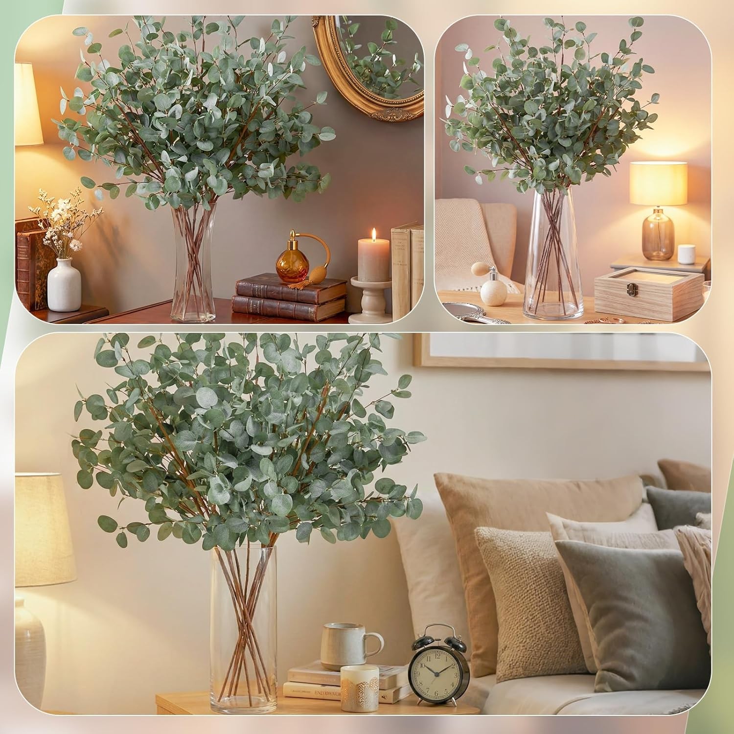10 pcs 30in Extra Long Artificial Eucalyptus Stems Tall Greenery Stems Realistic
