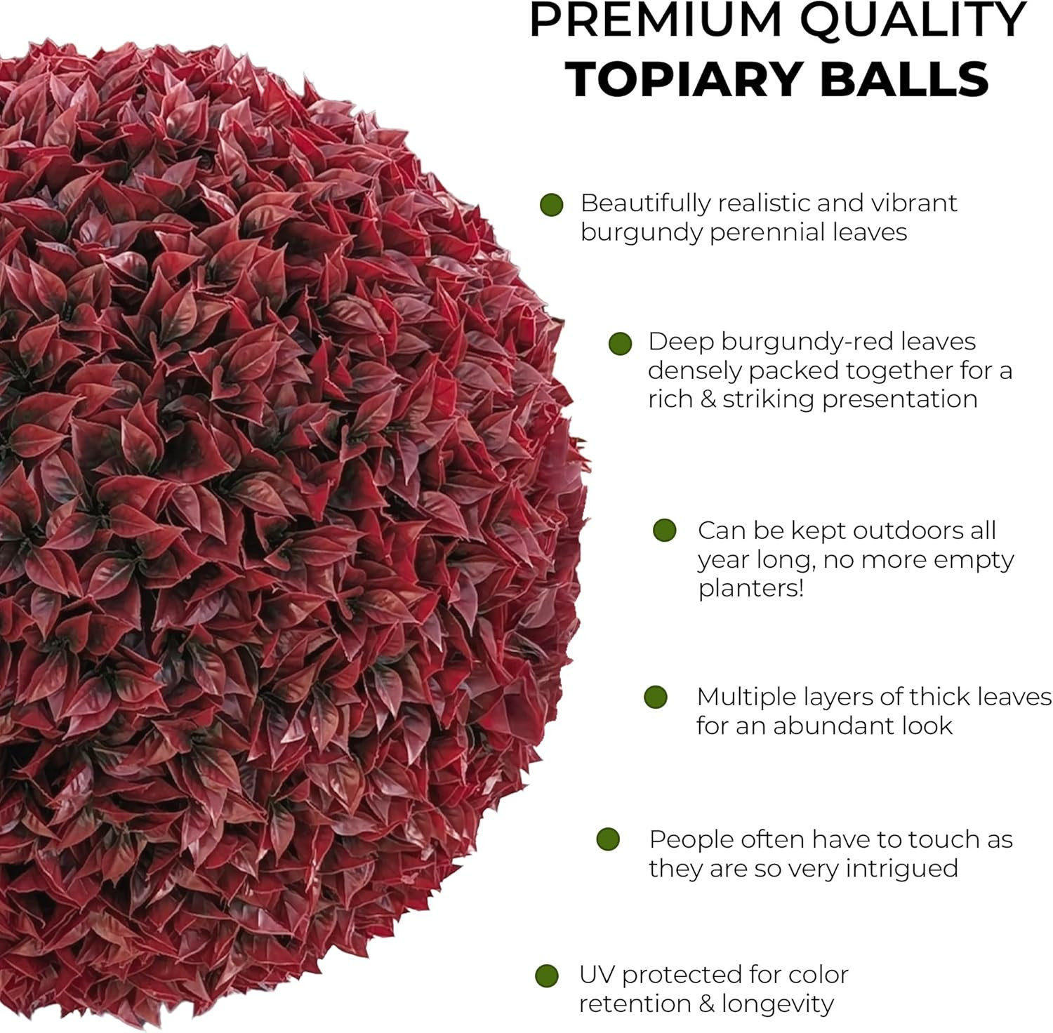 23″ XL Topiary Ball – Superior Burgundy Boxwood Style (2 Halves)