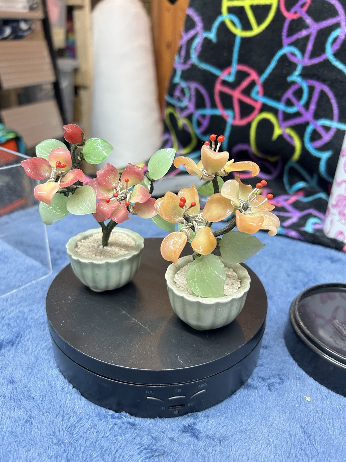 2 Vintage Chinese Bonsai tree flowers