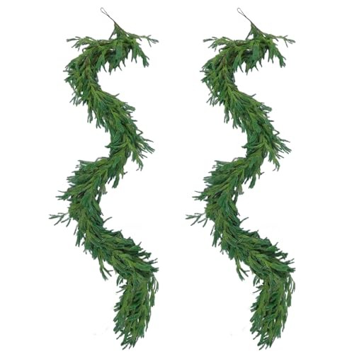 9 Ft Pcs Artificial Norfolk Pine Garlands, Realistic Pine Garland, 9 FT 2