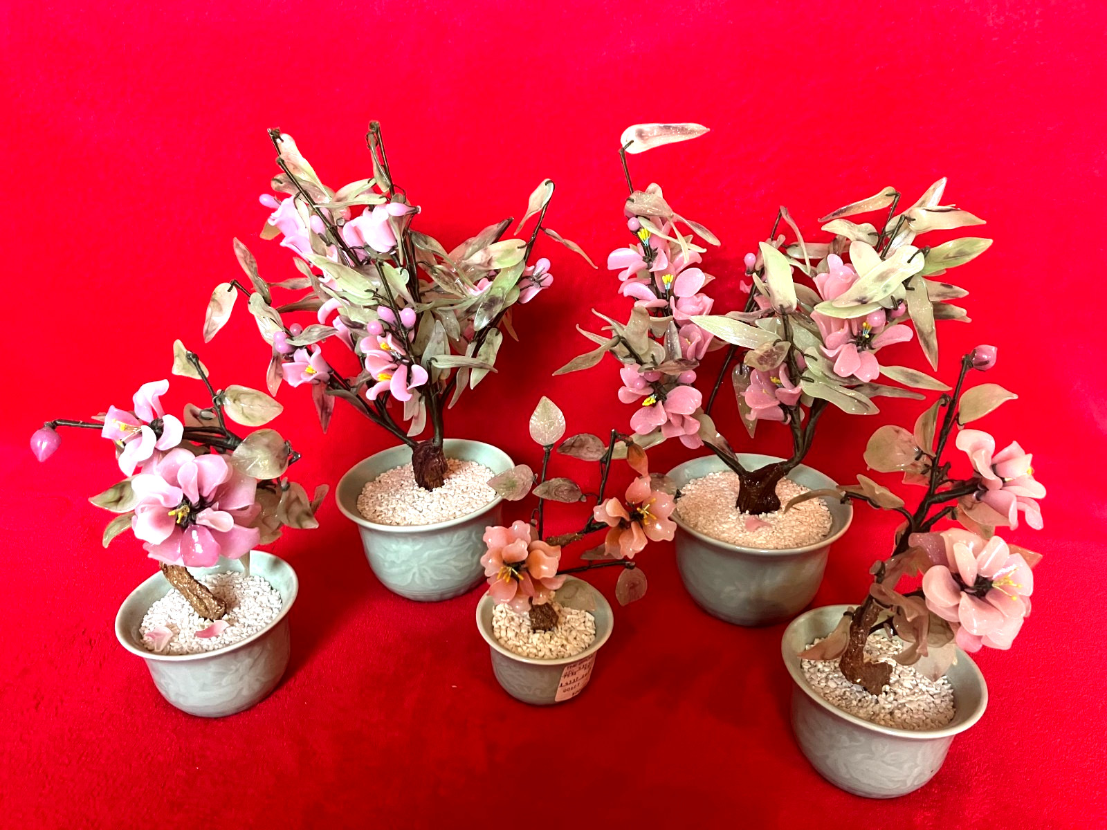 CHINESE JADE STYLE TREE PINK GLASS FLOWER BONSAI ** LAS VEGAS Pick UP ONLY **