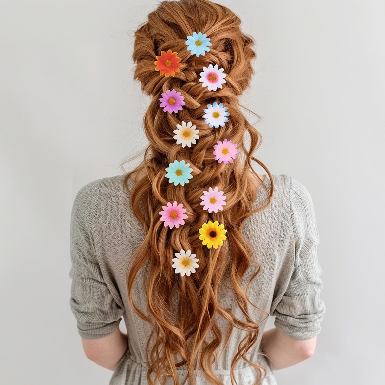 100PCS Fabric Daisy Flower Head, 1.77Inch Multicolor Daisy Artificial Flowers…