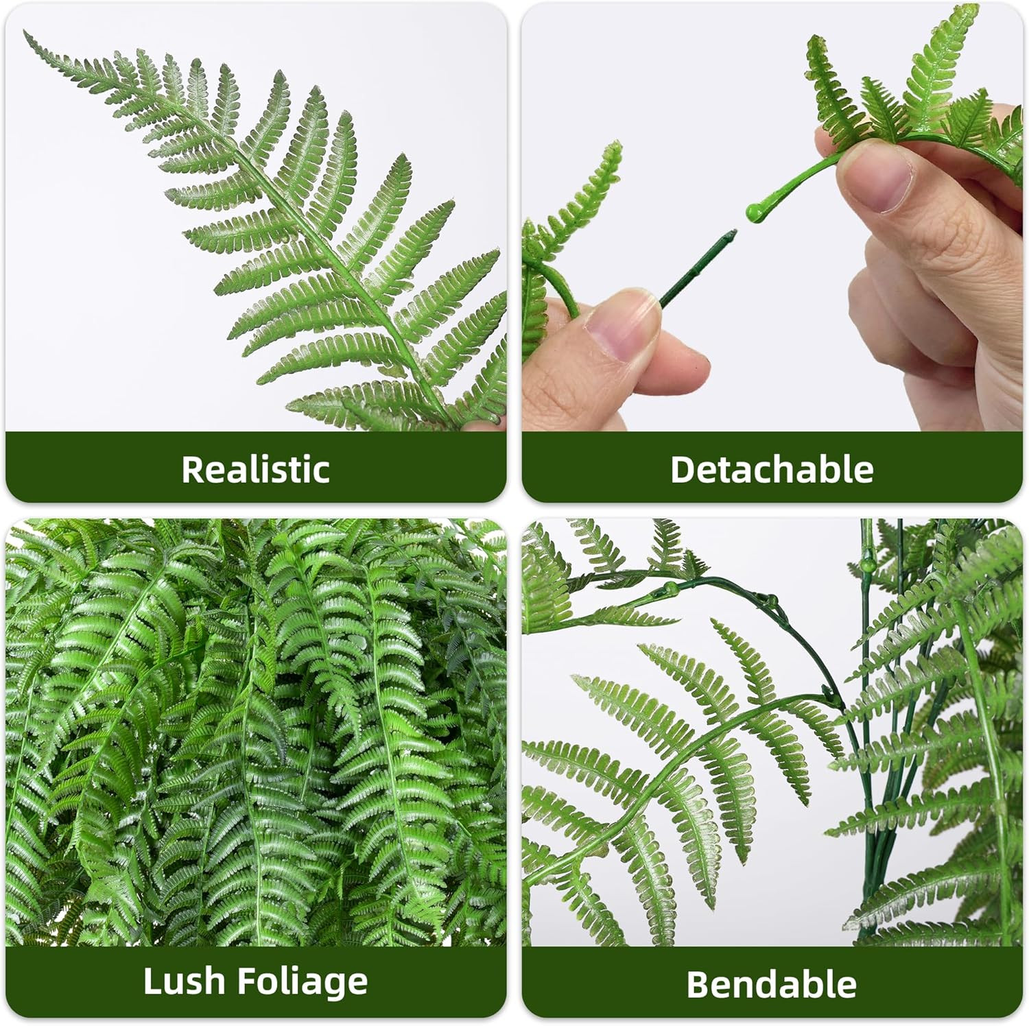 Artificial Hanging Plants Outdoor, UV Resistant Fake Fern Faux Greenery for outs