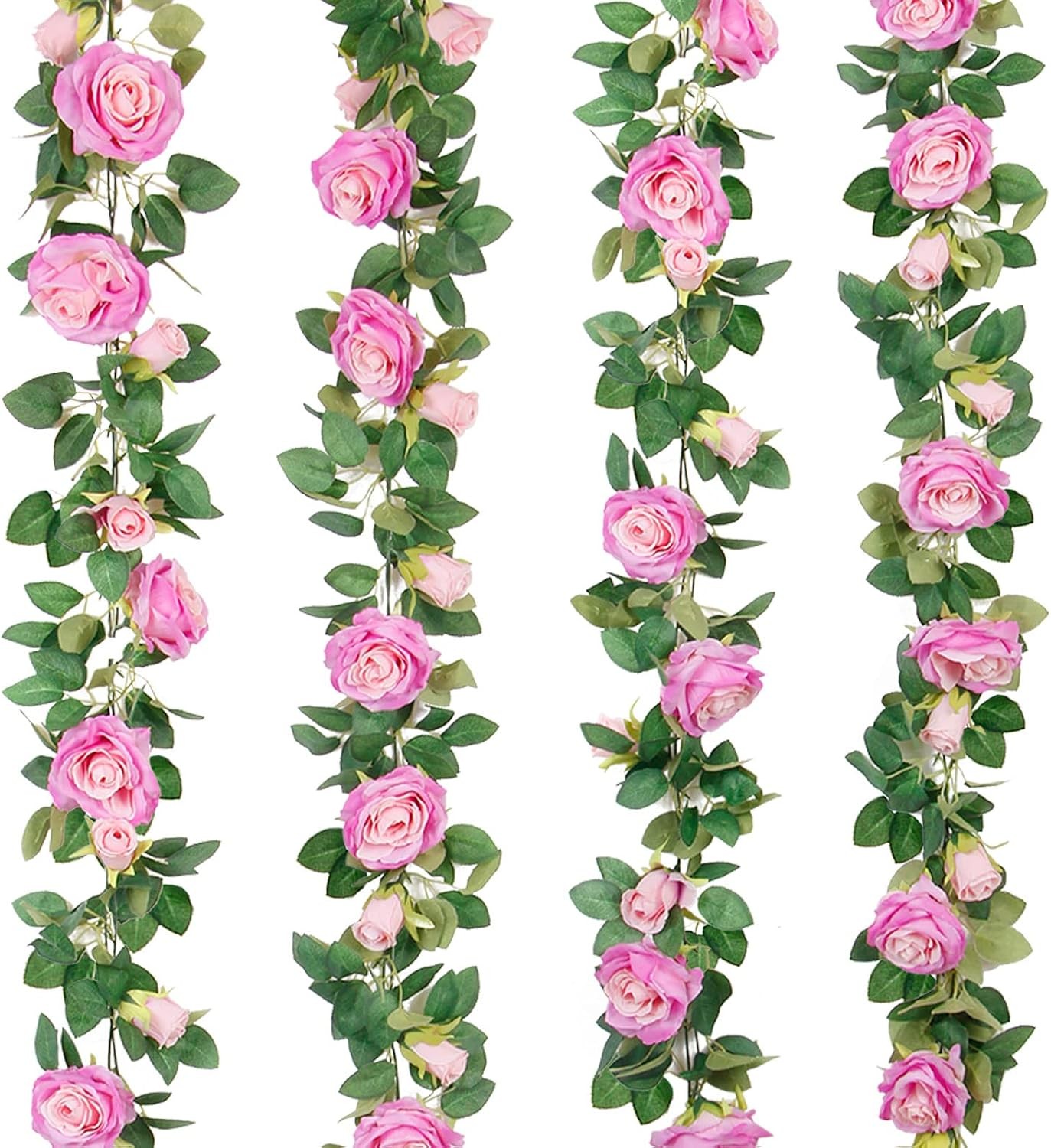 4Pcs Artificial Rose Vine Garland 26ft Silk Fake Flowers Wedding Home Decor Red