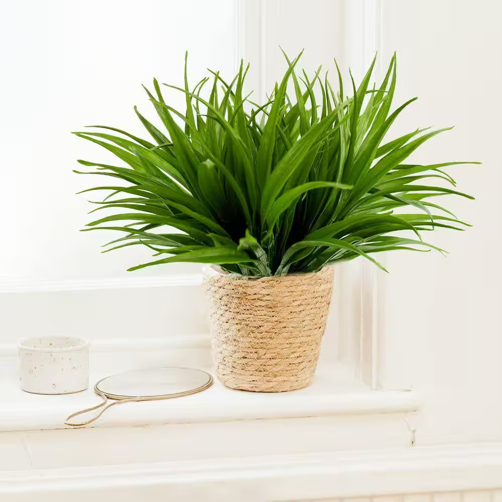 17.7 In. Green 24-Pieces Artificial Grass Plant Fake Outdoor Plastic Plants UV R