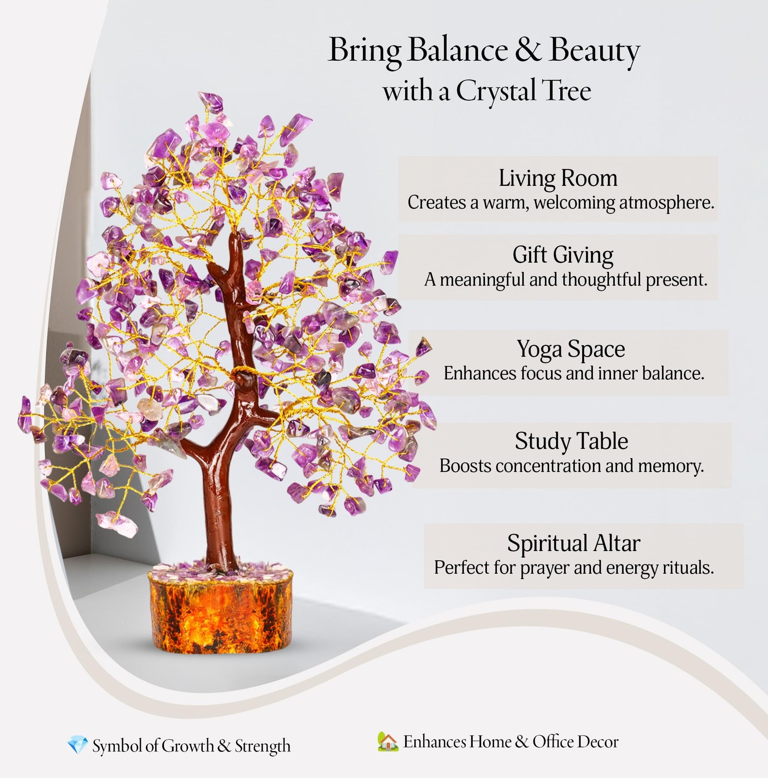 Amethyst Tree – Crystal Tree – Feng Shui Crystals Decor – Purple Decor – Spir…