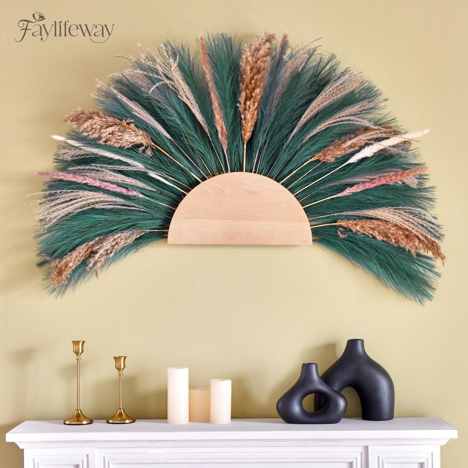 𝟱𝟬𝙥𝙘𝙨 Pampas Grass 𝟭𝟳in, Faux Pampas Grass Office Home Decor, Fake Art…