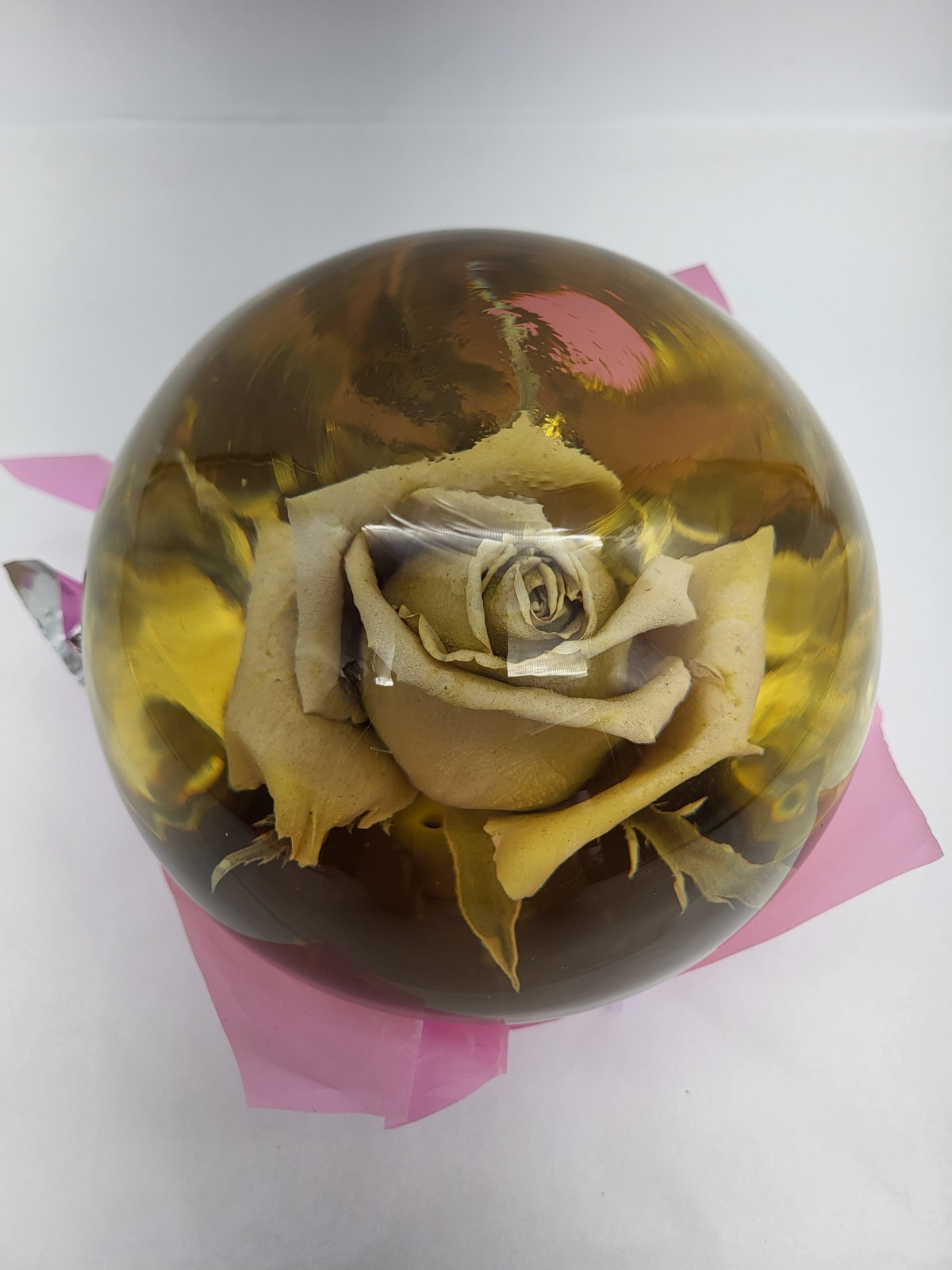 Forever White/ Ivory Rose in 6″ Glass Water Globe