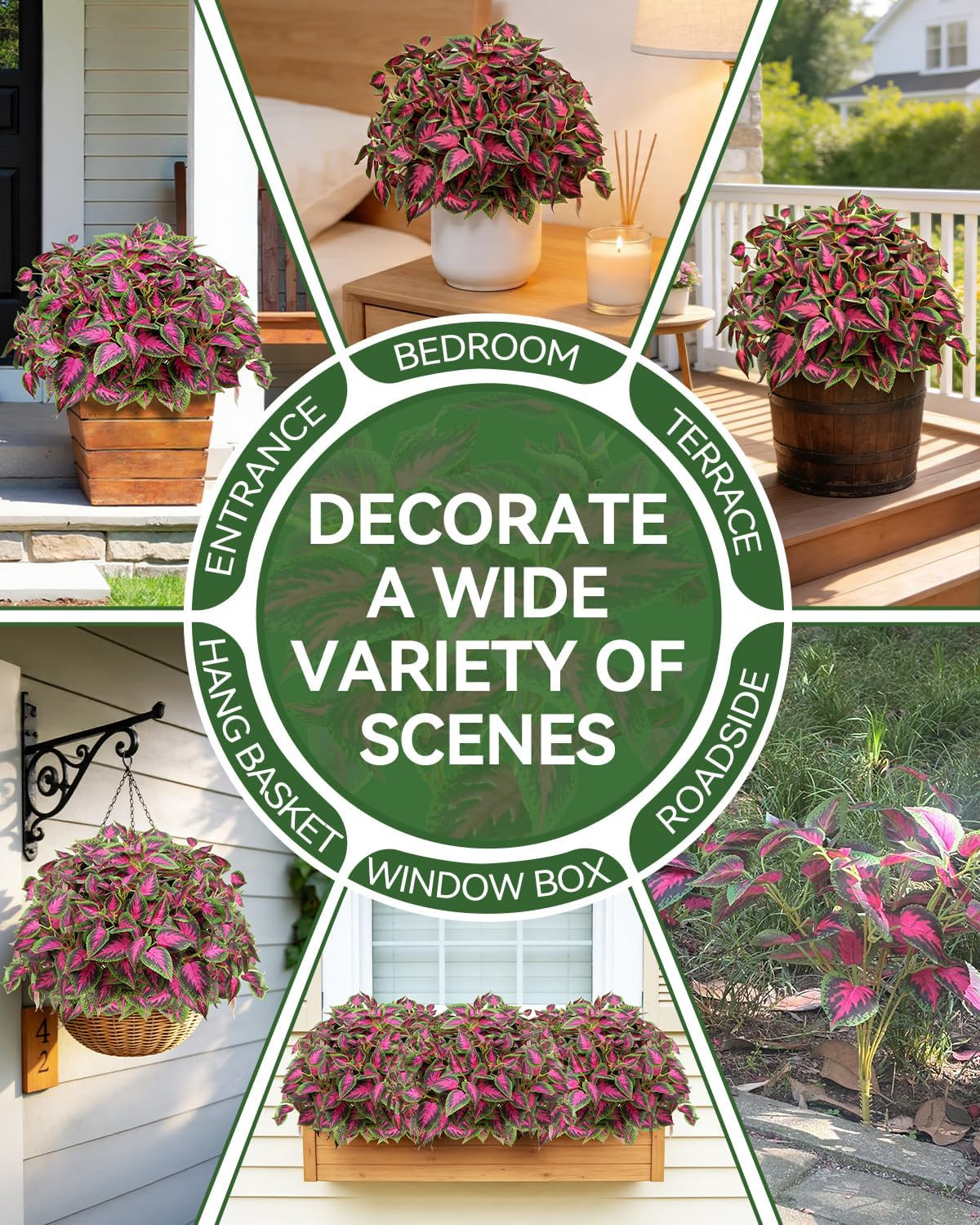 6 Pc Artificial Plants Outdoor, UV Resistant Artificial Outdoor Plants, Faux Col