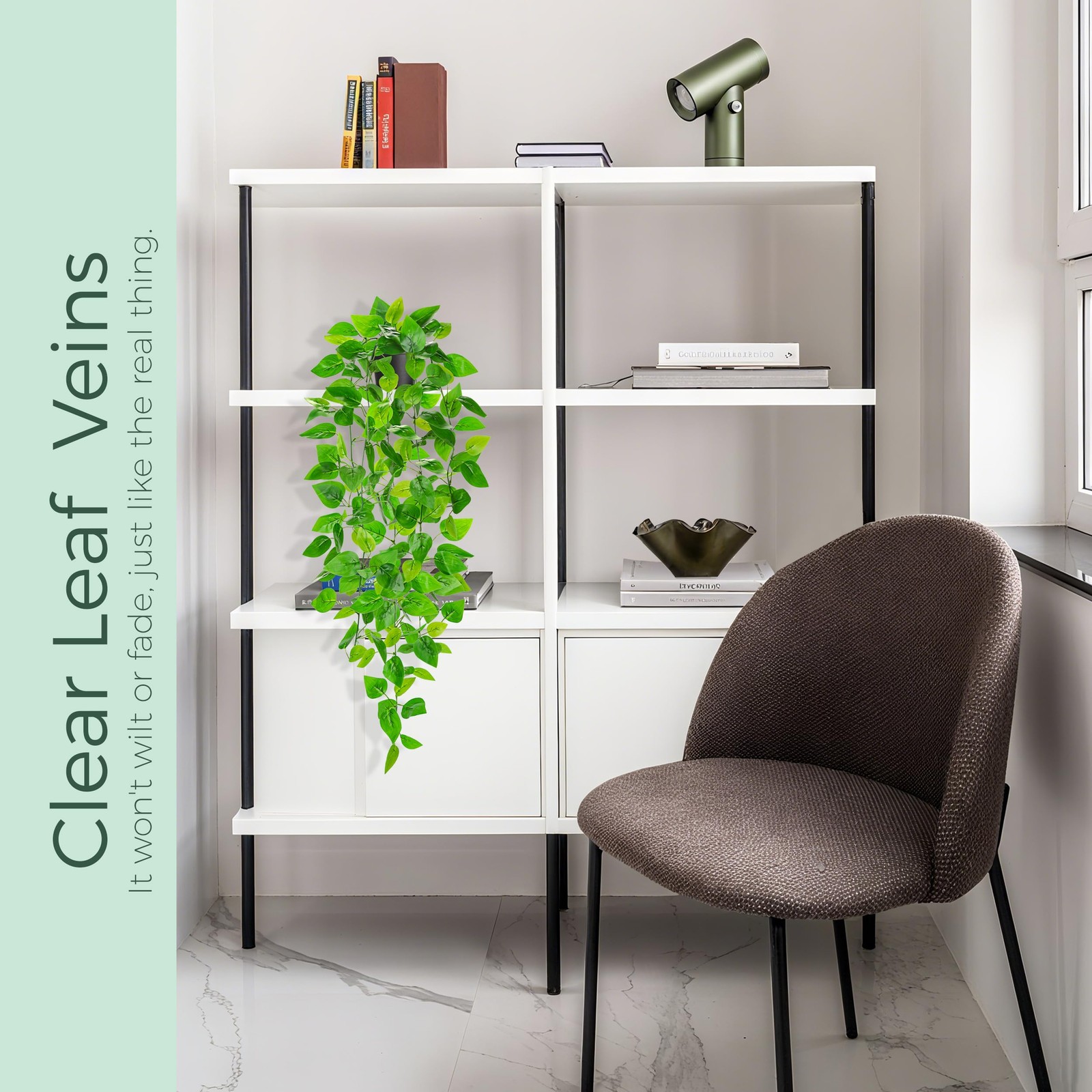 34 Inch Artificial Hanging Plant Faux Pothos Vine Wall Shelf Decor