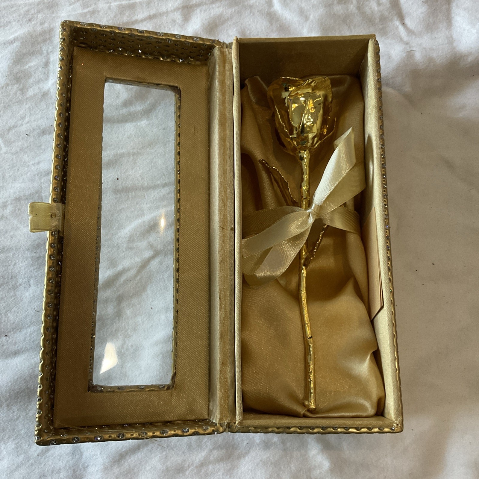 Gold Dipped 24K Natural Gold Rose with Golden Box Gift Men & Women 6″ Long