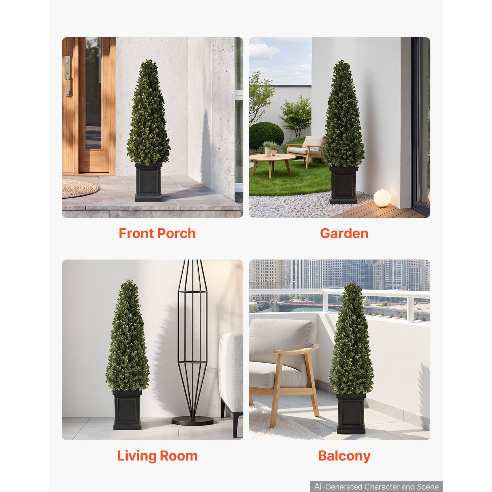 Uimoso Artificial Boxwood Topiary 3.3 Ft Set of 2 with Durable Pot Greenery PE
