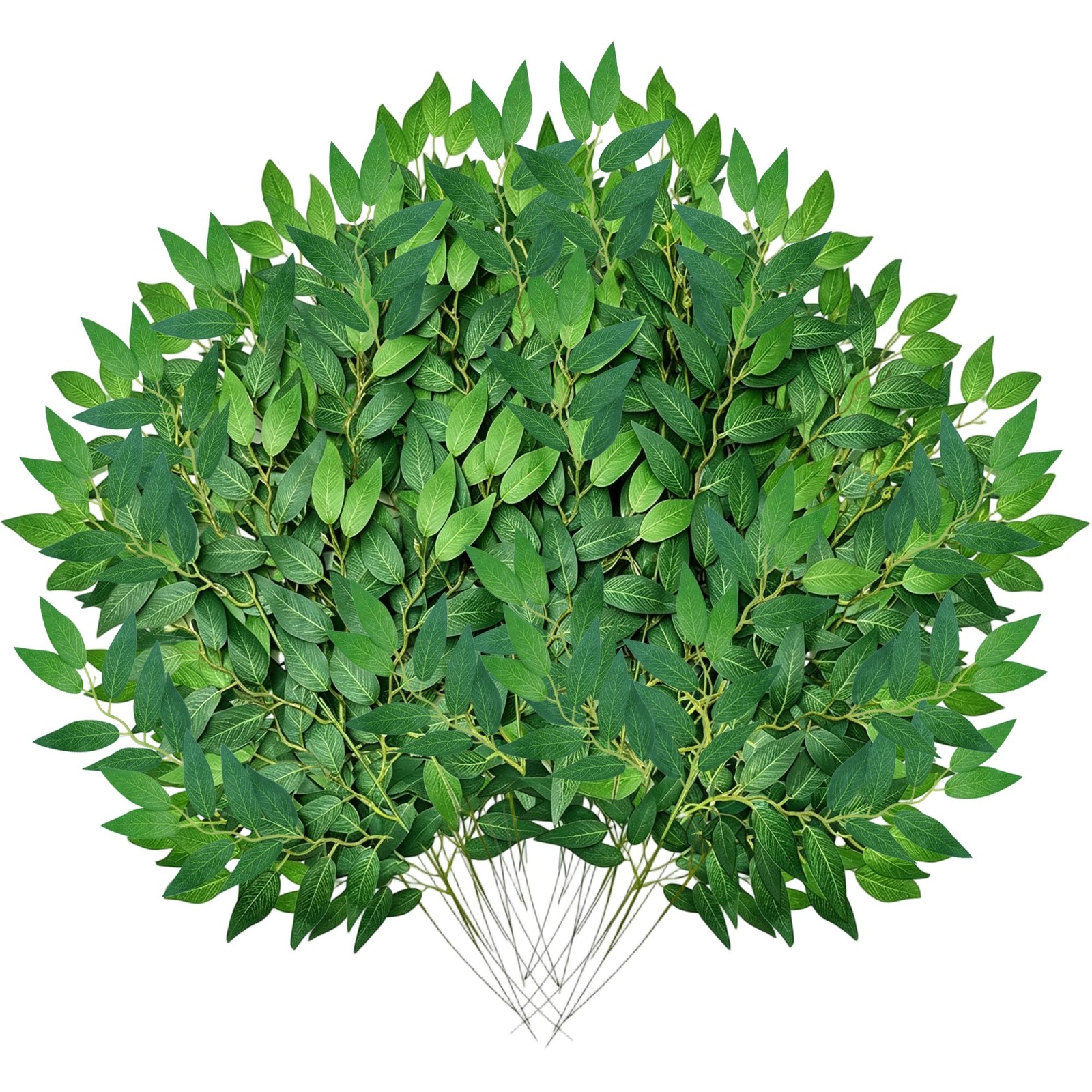 24Pcs Italian Ruscus Greenery Stems Bulk, Artificial Silk Green Leaves Garlan…