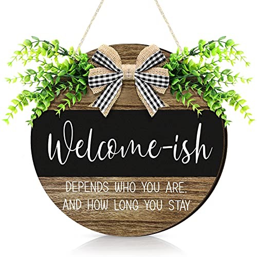 3D Welcome Sign for Front Door, 12 Inch Rustic Retro Style Classic Foliage