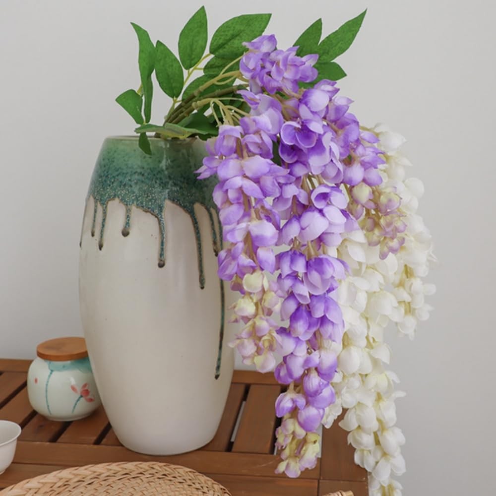 Artificial Wisteria Hanging Flowers 24.8 inch Fake Silk Garland for Wedding A…
