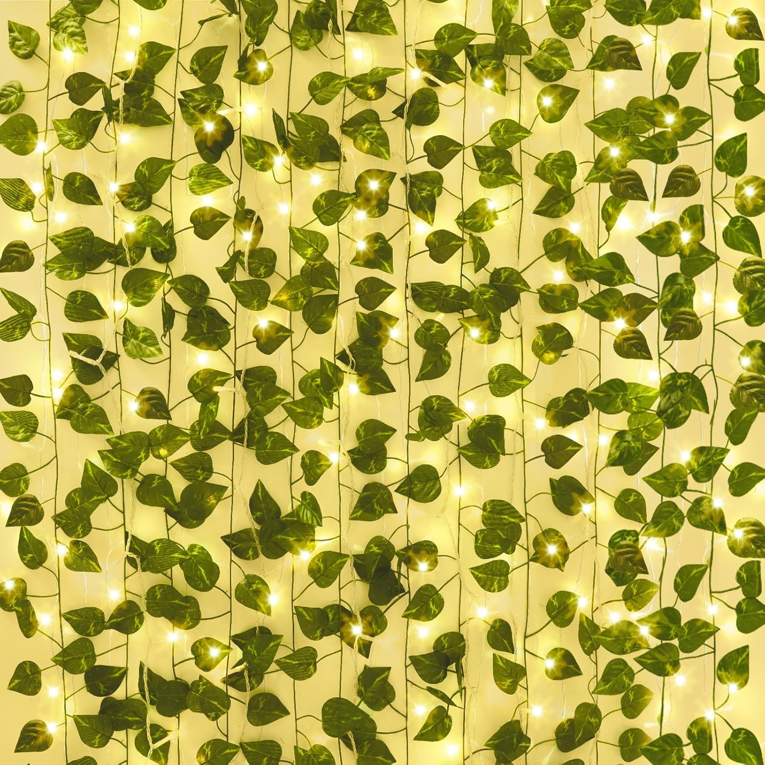 24 Pack 173Ft Fake Ivy Vines, Artificial Ivy Garland with 200 LED String Lights,