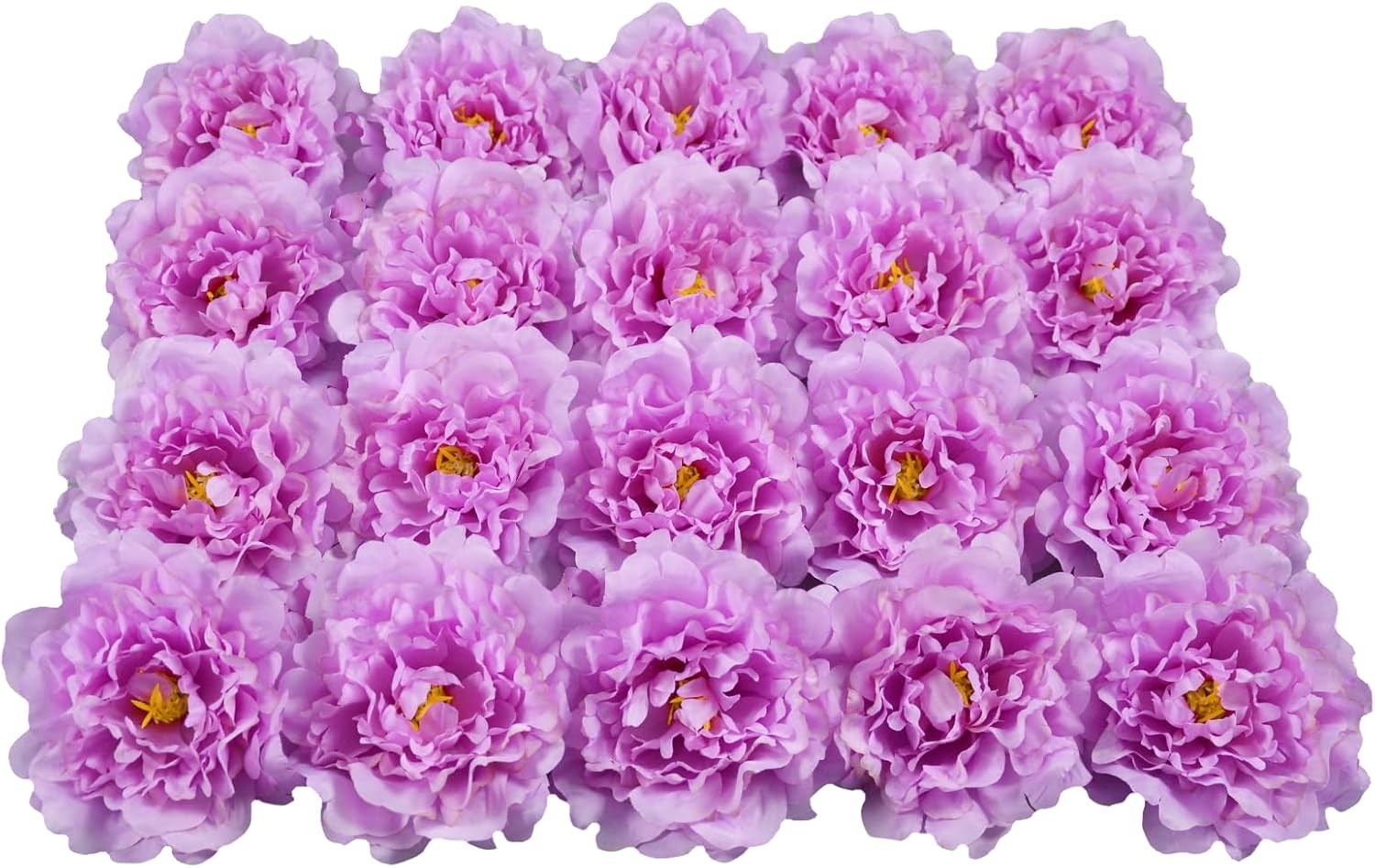 20 Pcs 5″ Silk Peonies, 6″ Stems No Leaf Artificial Flowers Decor