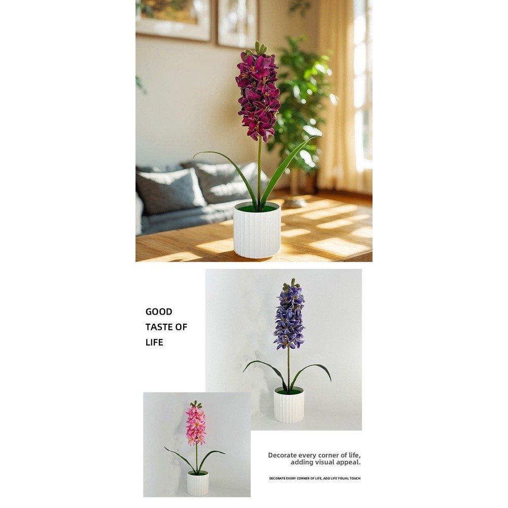 Hyacinth Floral Decor in Pot for Table Centerpiece For Home Office Use