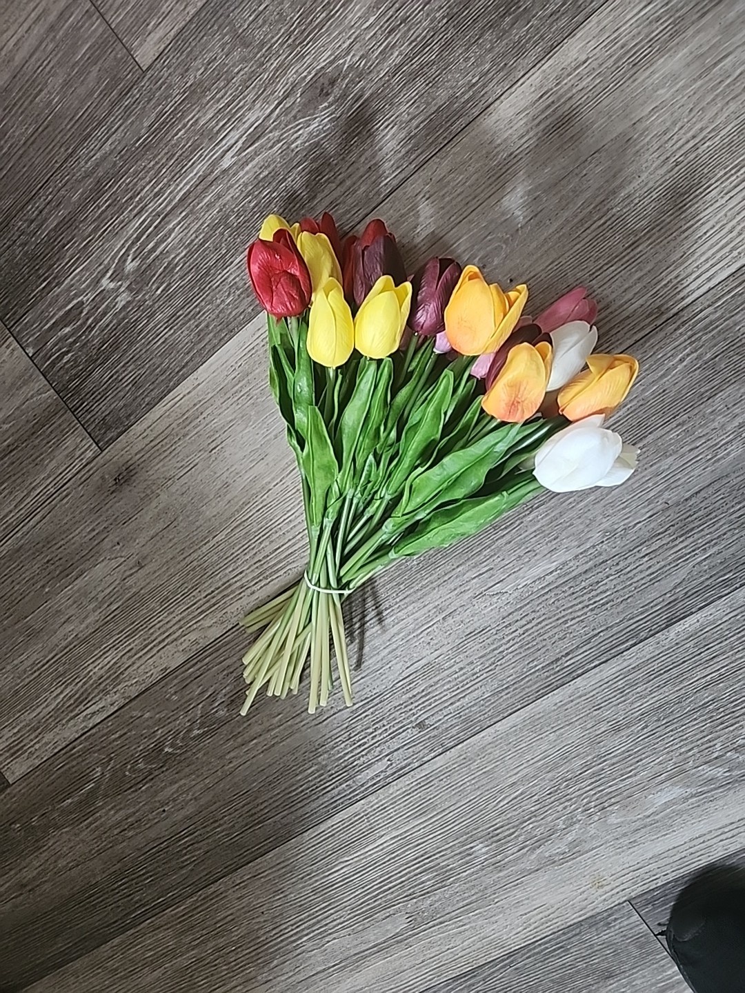 30 Artificial Tulips Bunch of Multicolored 14 inches tall