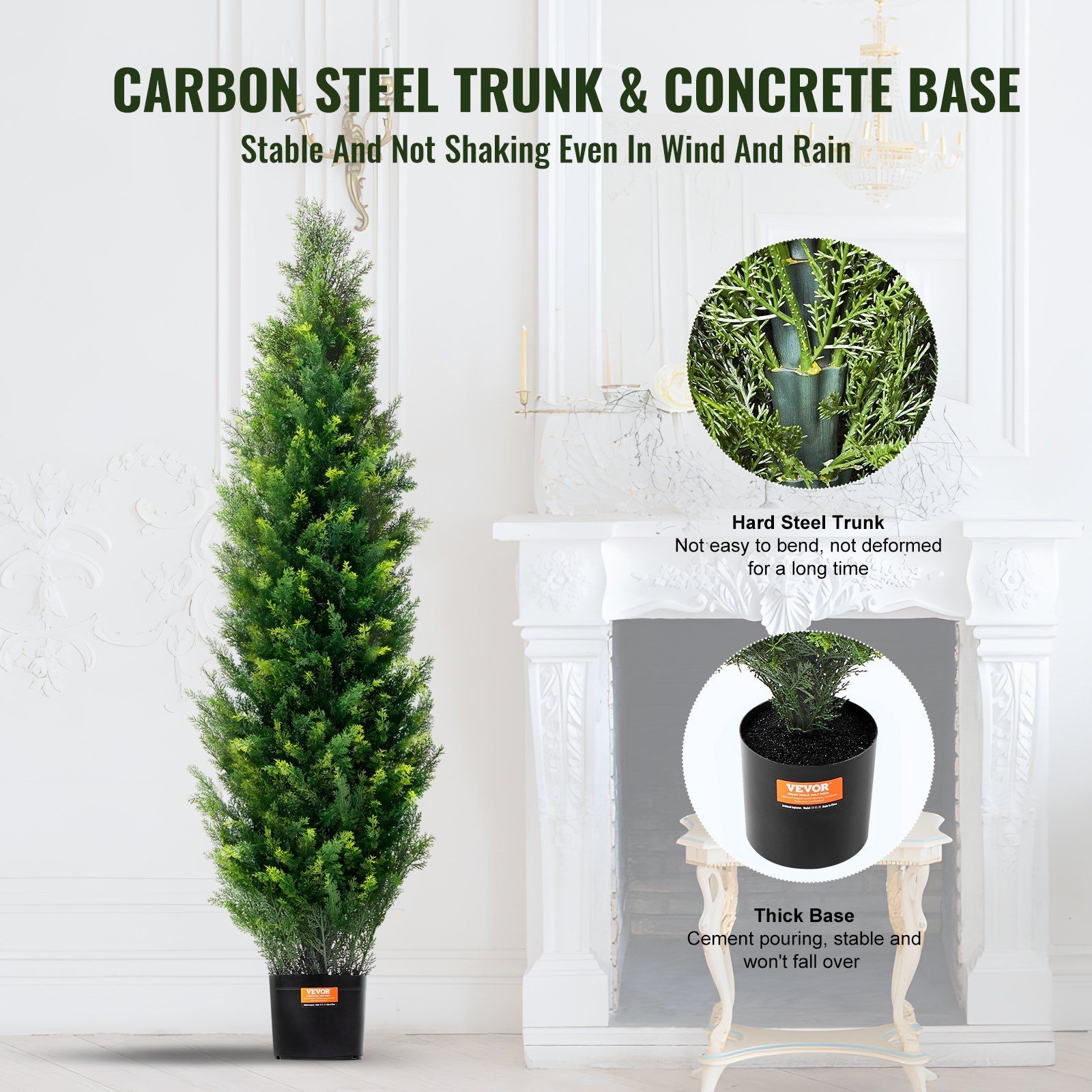 48in Shatterproof Cedar Trees 2 Pcs Heavy Gauge Trunk Faux Topiaries Anywhere