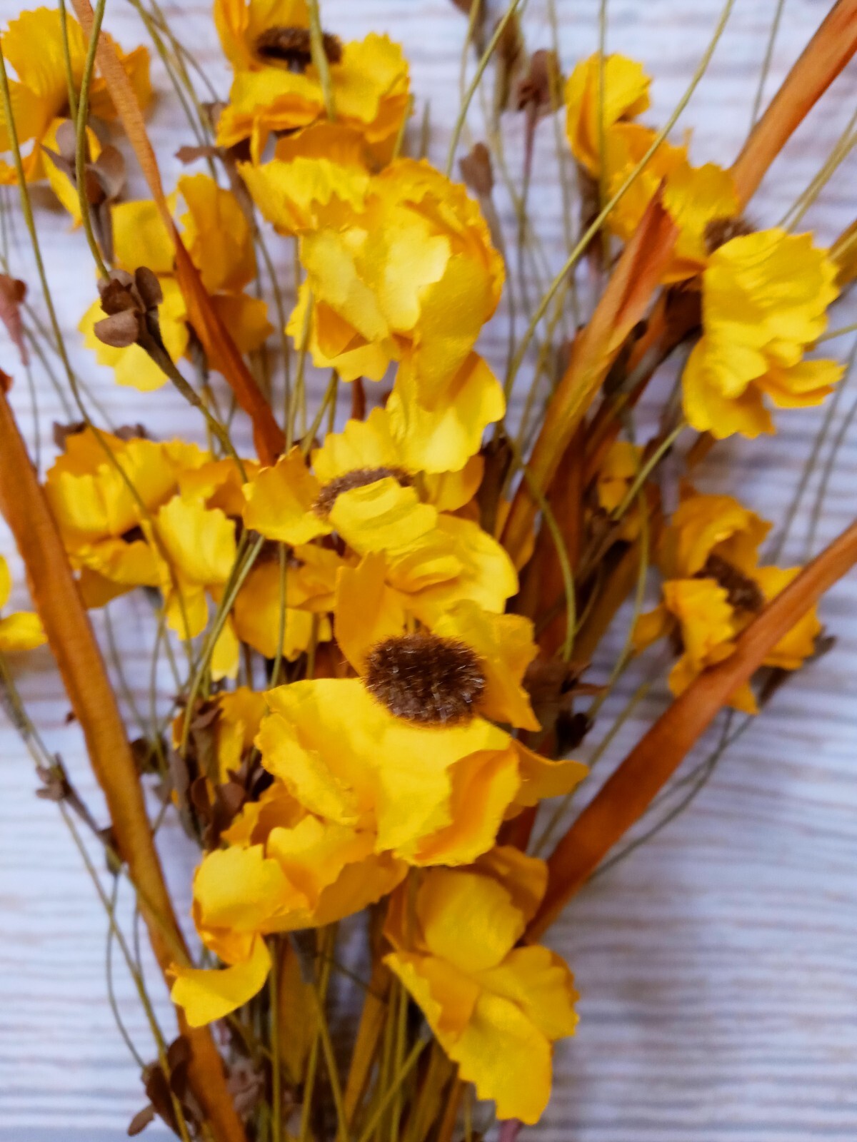 ~New! Yellow Wildflower Bush Artificial Flower Pick Decor Crafts Wreath Floral ~
